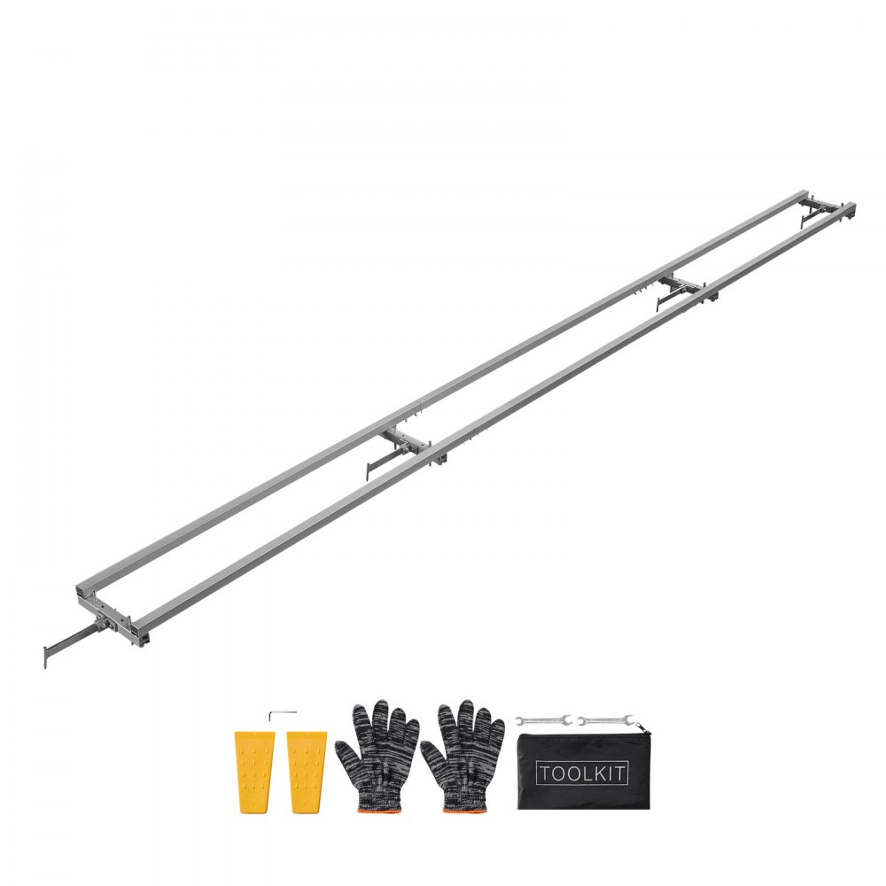 VEVOR Aserradero Móvil para Motosierra 3,66 m, Riel de Guía para Aserraderos Móviles con 4 Barras Transversales, 2 Cuñas, Kit de Guía de Fresado de Rieles Ajustable para Constructores, Carpinteros