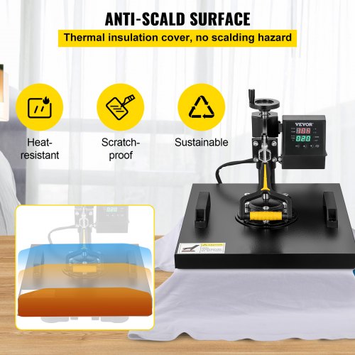 VEVOR Prensa de Calor 34,29-43,18 cm Máquina de Prensado en Calor Aluminio, Hierro y Plástico Negro y Rojo Máquina de Prensado en Caliente para Transferir Imagen en Camiseta, Sudaderas con Capucha