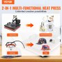 VEVOR Prensa de Calor 34,29-43,18 cm Máquina de Prensado en Calor Aluminio Hierro y Plástico Negro y Rojo Máquina de Prensado en Caliente para