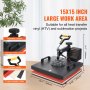 VEVOR Prensa de Calor 34,29-43,18 cm Máquina de Prensado en Calor Aluminio Hierro y Plástico Negro y Rojo Máquina de Prensado en Caliente para