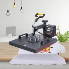 VEVOR Prensa de Calor 34,29-43,18 cm Máquina de Prensado en Calor Aluminio Hierro y Plástico Negro y Rojo Máquina de Prensado en Caliente para