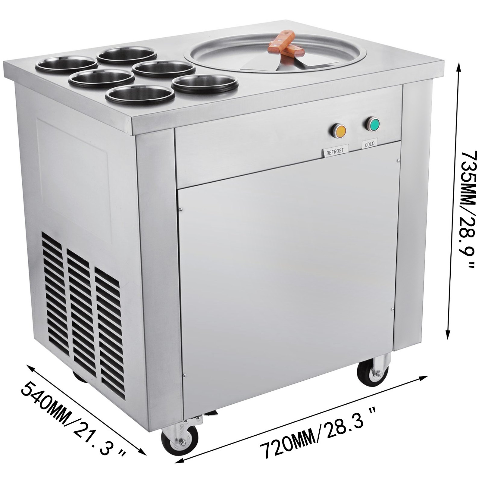 Máquina De Helados Ice Cream Maker Con 1 Sartén 6 Cubetas 40cm Pan 220v