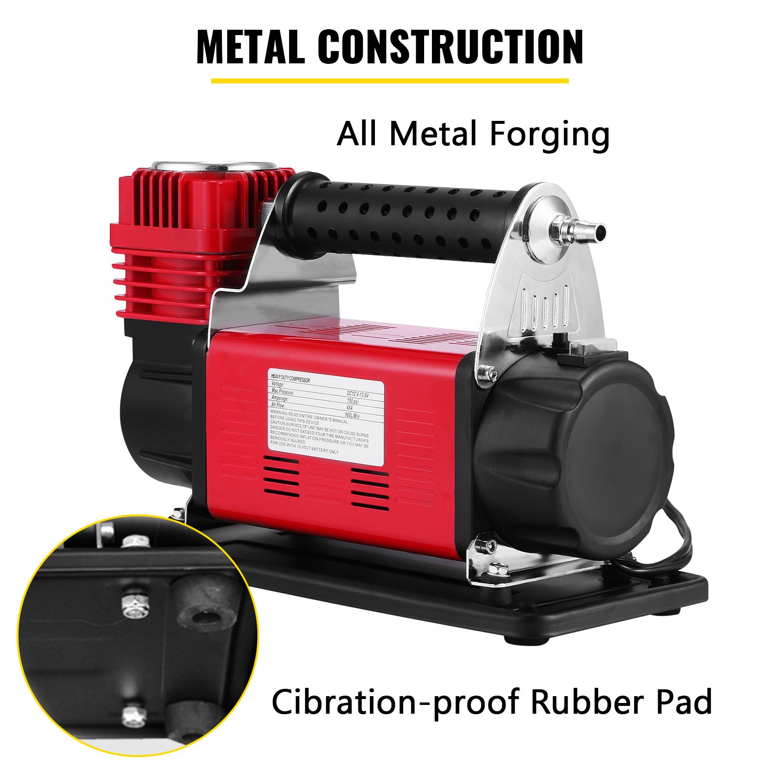 VEVOR Bomba de Aire de Alta Presión, 12 V Bomba de Alta Presión de 60 mm, 160 L / min Compresor Aire Portátil de 150 PSI Refrigerado por Agua 540 W con Filtro de Aire Integrado para Trabajo Pesado