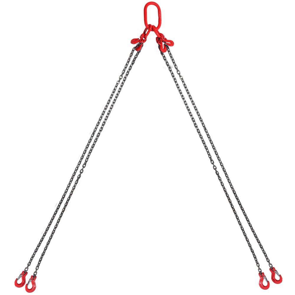 VEVOR Eslinga de Cadena de Elevación 4 Cadenas con Ganchos y Ajustadores 6mm x 150cm Carga de 2993 kg G80 para Carretilla Elevadora, Polipasto Motorizado, Muelle, Sitio de Construcción, Fábrica