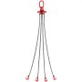 VEVOR Eslinga de Cadena de Elevación 4 Cadenas con Ganchos y Ajustadores 6mm x 150cm Carga de 2993 kg G80 para Carretilla Elevadora, Polipasto Motorizado, Muelle, Sitio de Construcción, Fábrica