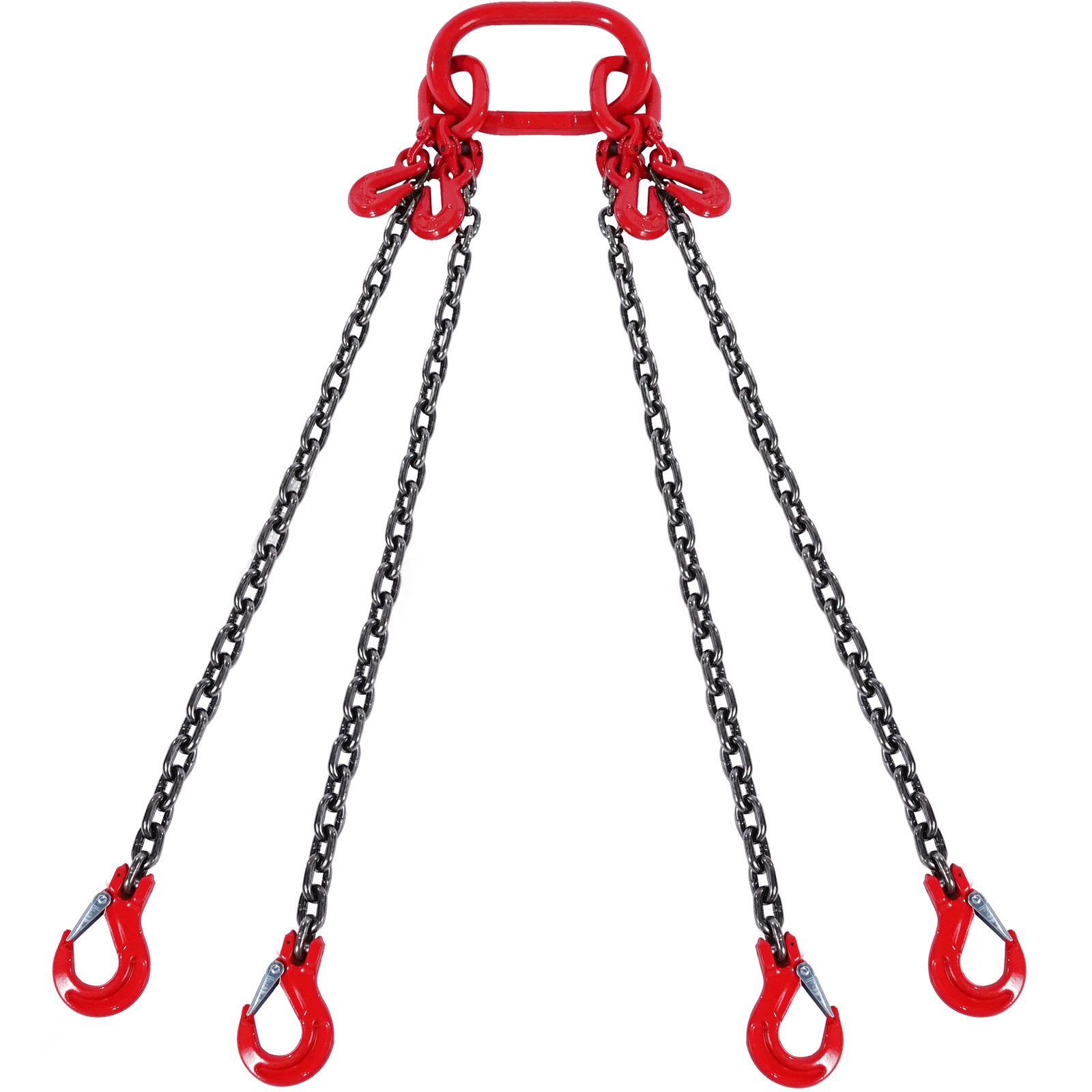VEVOR Eslinga de Cadena de Elevación 4 Cadenas con Ganchos y Ajustadores 6mm x 150cm Carga de 2993 kg G80 para Carretilla Elevadora, Polipasto Motorizado, Muelle, Sitio de Construcción, Fábrica