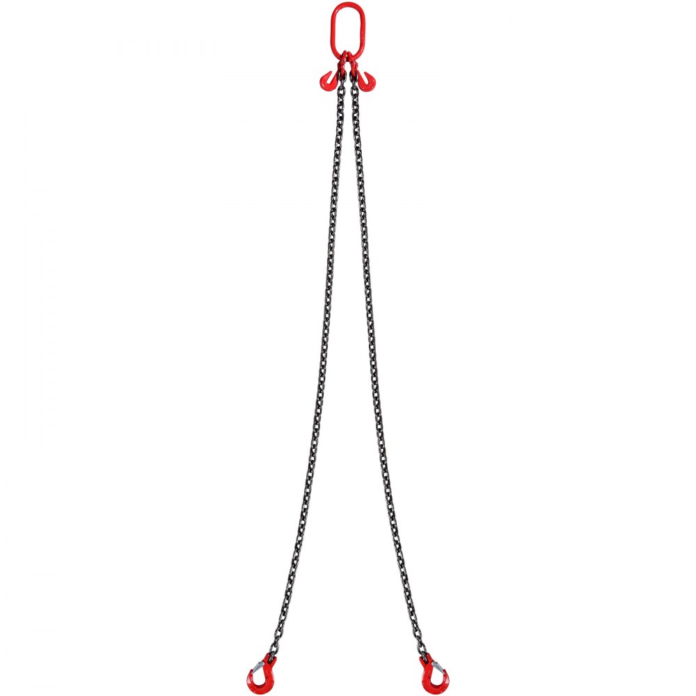 VEVOR Eslinga de Cadena de Elevación 2 Cadenas con Ganchos y Ajustadores 8mm x 180cm Carga de 2993 kg G80 para Carretilla Elevadora, Polipasto Motorizado, Muelle, Sitio de Construcción, Fábrica