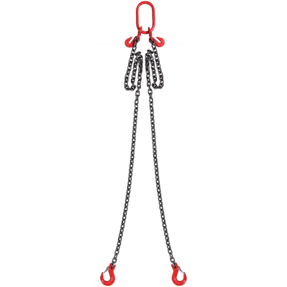 VEVOR Eslinga de Cadena de Elevación 2 Cadenas con Ganchos y Ajustadores 8mm x 180cm Carga de 2993 kg G80 para Carretilla Elevadora, Polipasto Motorizado, Muelle, Sitio de Construcción, Fábrica
