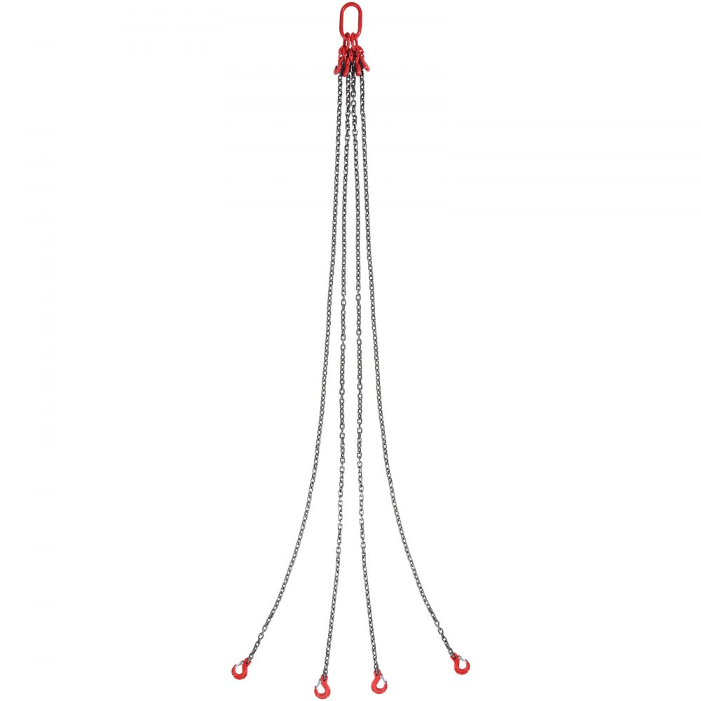 VEVOR Eslinga de Cadena de Elevación 4 Cadenas con Ganchos y Ajustadores 8mm x 300cm Carga de 5000 kg G80 para Carretilla Elevadora, Polipasto Motorizado, Muelle, Sitio de Construcción, Fábrica