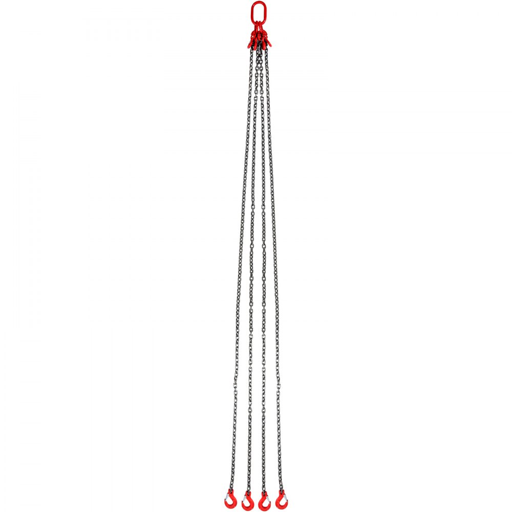 VEVOR Eslinga de Cadena de Elevación 4 Cadenas con Ganchos y Ajustadores 8mm x 300cm Carga de 5000 kg G80 para Carretilla Elevadora, Polipasto Motorizado, Muelle, Sitio de Construcción, Fábrica