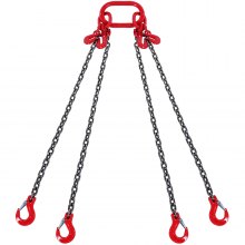 VEVOR Eslinga de Cadena de 4 Cadenas G80 8mm x 300cm con Ganchos Carga 5000 kg