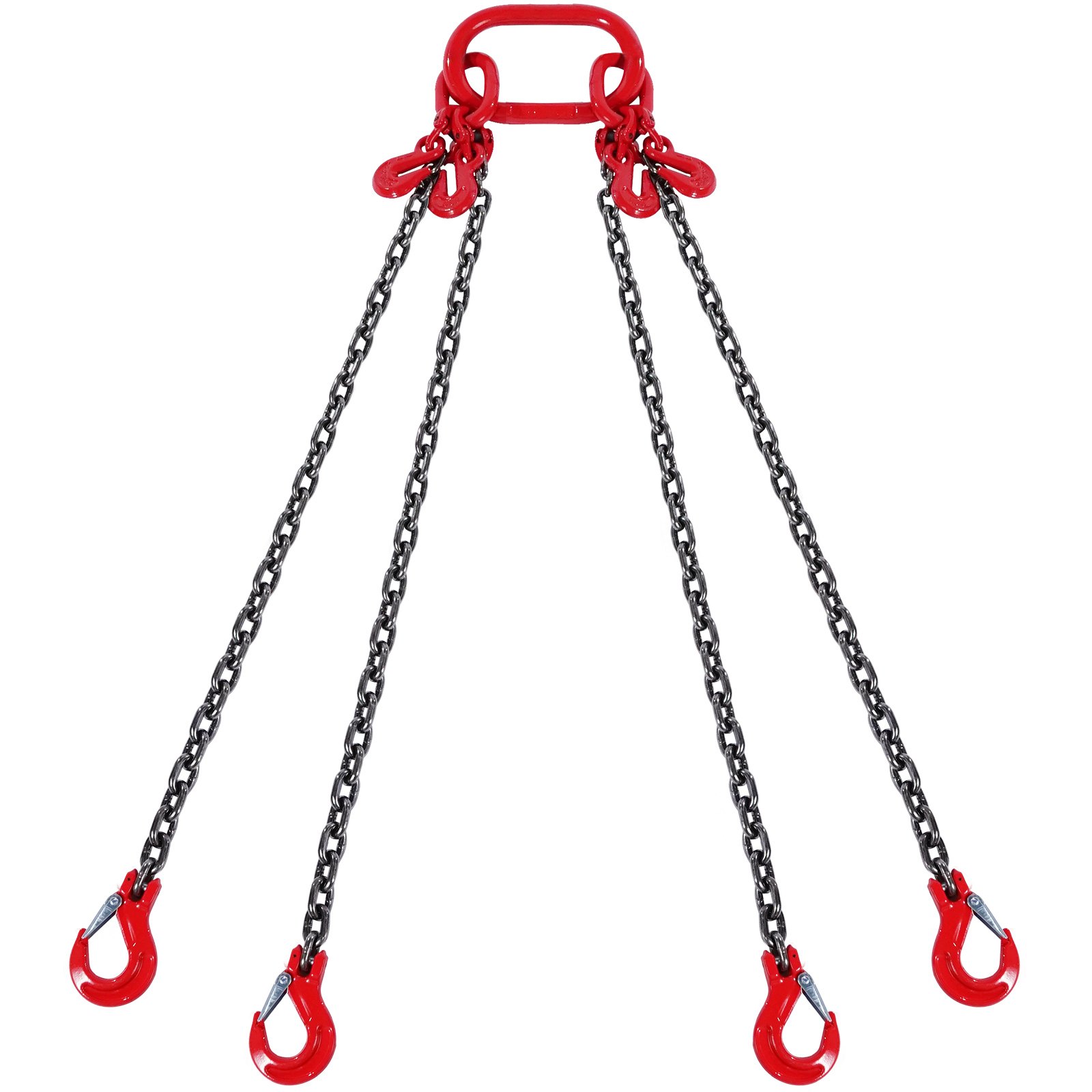 VEVOR Eslinga de Cadena de Elevación 4 Cadenas con Ganchos y Ajustadores 8mm x 300cm Carga de 5000 kg G80 para Carretilla Elevadora, Polipasto Motorizado, Muelle, Sitio de Construcción, Fábrica