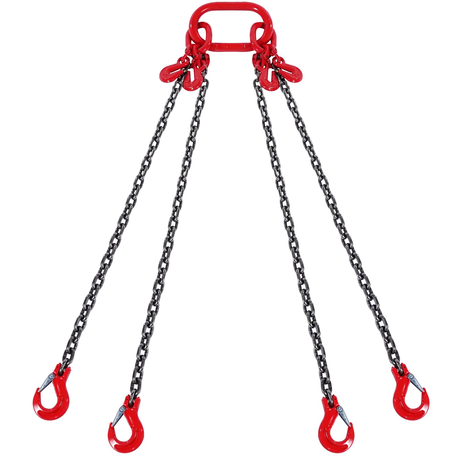 VEVOR Eslinga de Cadena de Elevación 4 Cadenas con Ganchos y Ajustadores 8mm x 300cm Carga de 5000 kg G80 para Carretilla Elevadora, Polipasto Motorizado, Muelle, Sitio de Construcción, Fábrica