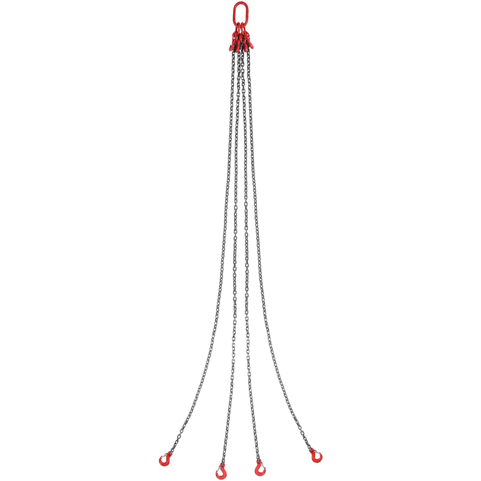 VEVOR Eslinga de Cadena de Elevación 4 Cadenas con Ganchos y Ajustadores 8mm x 300cm Carga de 5000 kg G80 para Carretilla Elevadora, Polipasto Motorizado, Muelle, Sitio de Construcción, Fábrica