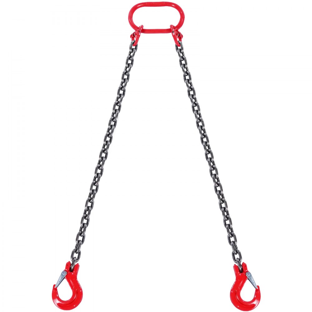 VEVOR Eslinga de Cadena de 2 Cadenas G80 8mm x 150cm con Ganchos Carga 2993 kg