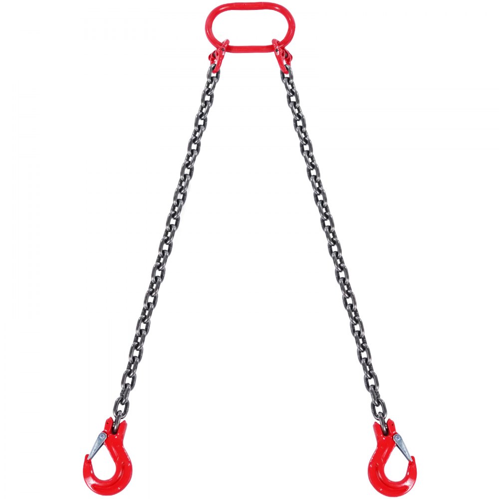 VEVOR Eslinga de Cadena de Elevación 2 Cadenas con Ganchos y Ajustadores 8mm x 150cm Carga de 2993 kg G80 para Carretilla Elevadora, Polipasto Motorizado, Muelle, Sitio de Construcción, Fábrica