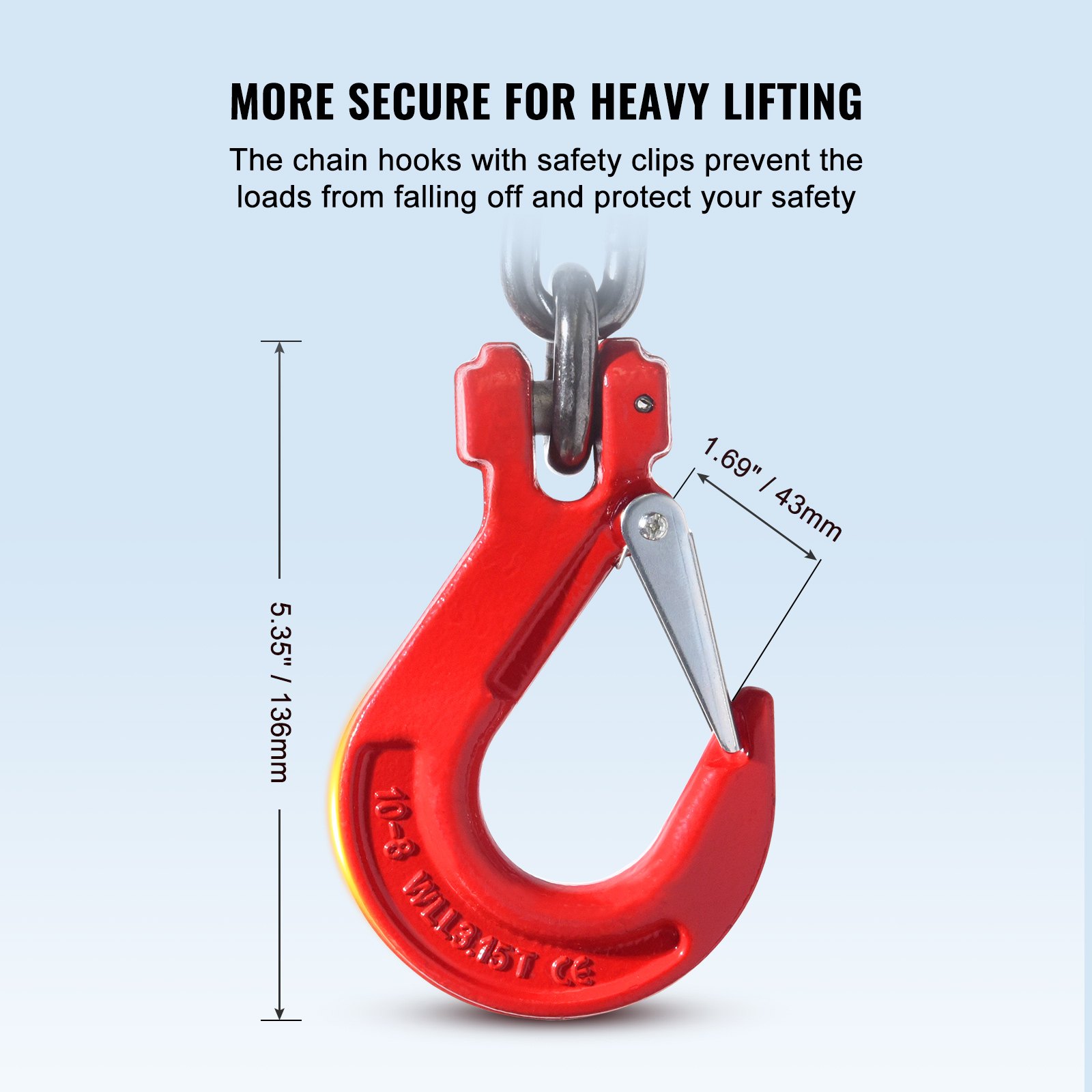 VEVOR Eslinga de Cadena de Elevación 4 Cadenas con Ganchos y Ajustadores 10mm x 300cm Carga de 8344 kg G80 para Carretilla Elevadora, Polipasto Motorizado, Muelle, Sitio de Construcción, Fábrica