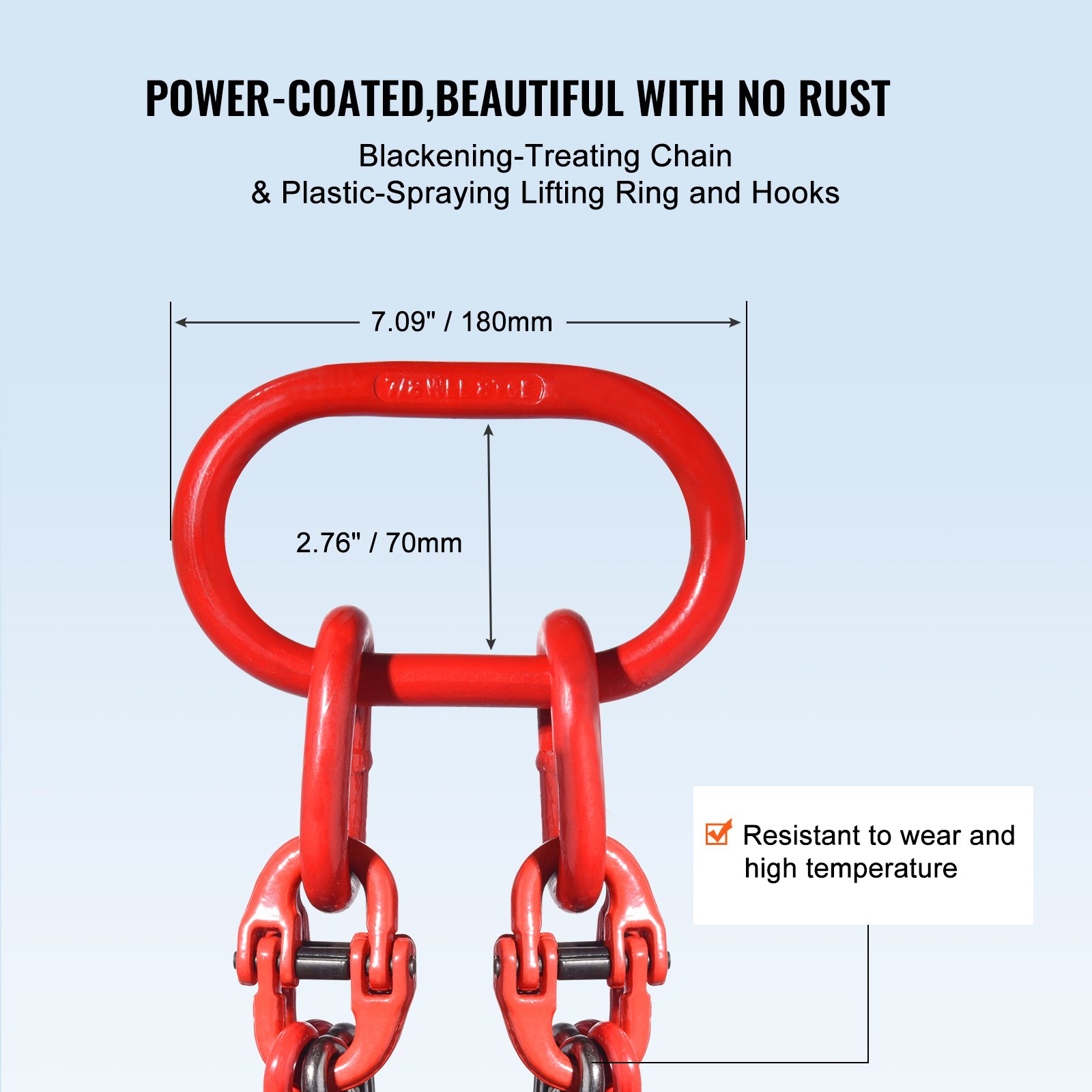 VEVOR Eslinga de Cadena de Elevación 4 Cadenas con Ganchos y Ajustadores 10mm x 300cm Carga de 8344 kg G80 para Carretilla Elevadora, Polipasto Motorizado, Muelle, Sitio de Construcción, Fábrica