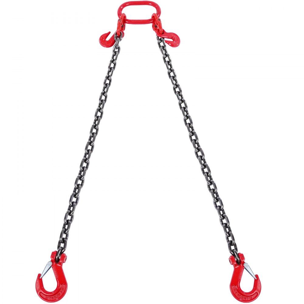 VEVOR Eslinga de Cadena de 2 Cadenas G80 10mm x 180cm con Ganchos Carga 5000 kg