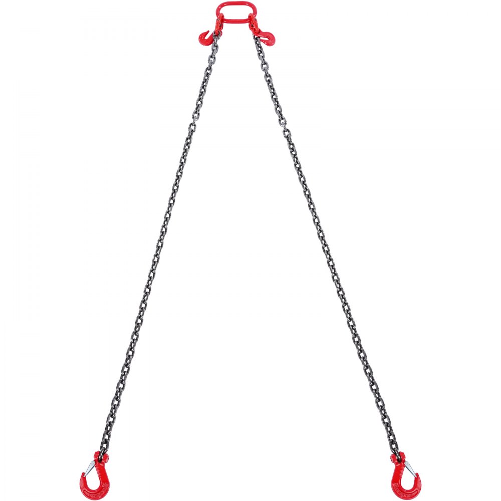 VEVOR Eslinga de Cadena de Elevación 2 Cadenas con Ganchos y Ajustadores 10mm x 180cm Carga de 5000 kg G80 para Carretilla Elevadora, Polipasto Motorizado, Muelle, Sitio de Construcción, Fábrica