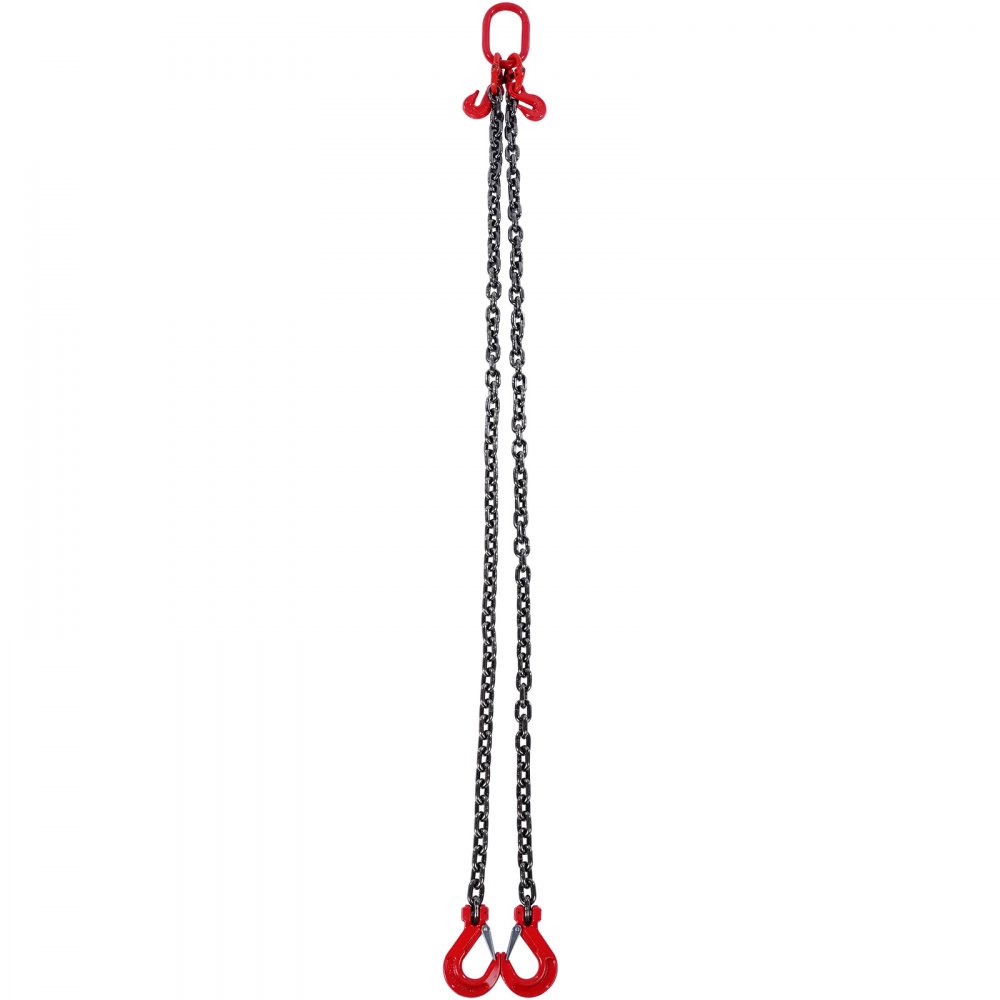 VEVOR Eslinga de Cadena de Elevación 2 Cadenas con Ganchos y Ajustadores 10mm x 180cm Carga de 5000 kg G80 para Carretilla Elevadora, Polipasto Motorizado, Muelle, Sitio de Construcción, Fábrica