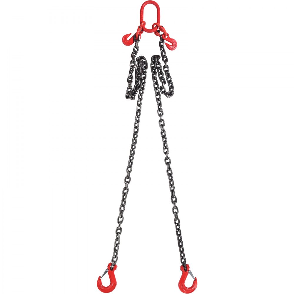 VEVOR Eslinga de Cadena de Elevación 2 Cadenas con Ganchos y Ajustadores 10mm x 180cm Carga de 5000 kg G80 para Carretilla Elevadora, Polipasto Motorizado, Muelle, Sitio de Construcción, Fábrica