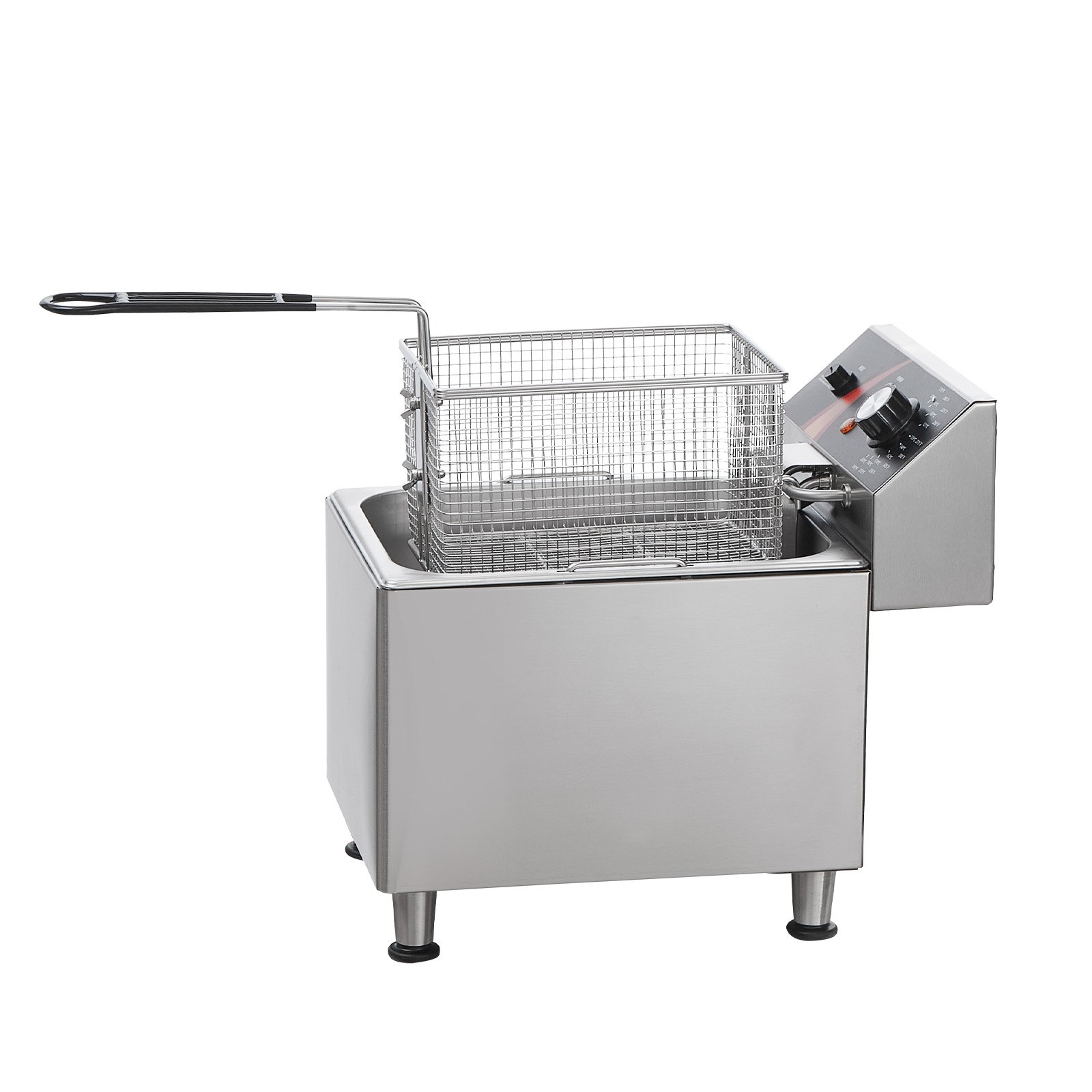 VEVOR Commercial Deep Fryer, 3100W Electric Add-on Fryer with Basket and Height-Adjustable Feet, 9L Stainless Steel Single-Oil Fryer with Temperature Control and Overheat Protection, for Restaurants, Cafes, and Bars