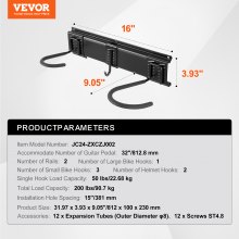 VEVOR Portabicicletas para Garaje para 4 Bicicletas y 2 Cascos, Riel 812,8 mm