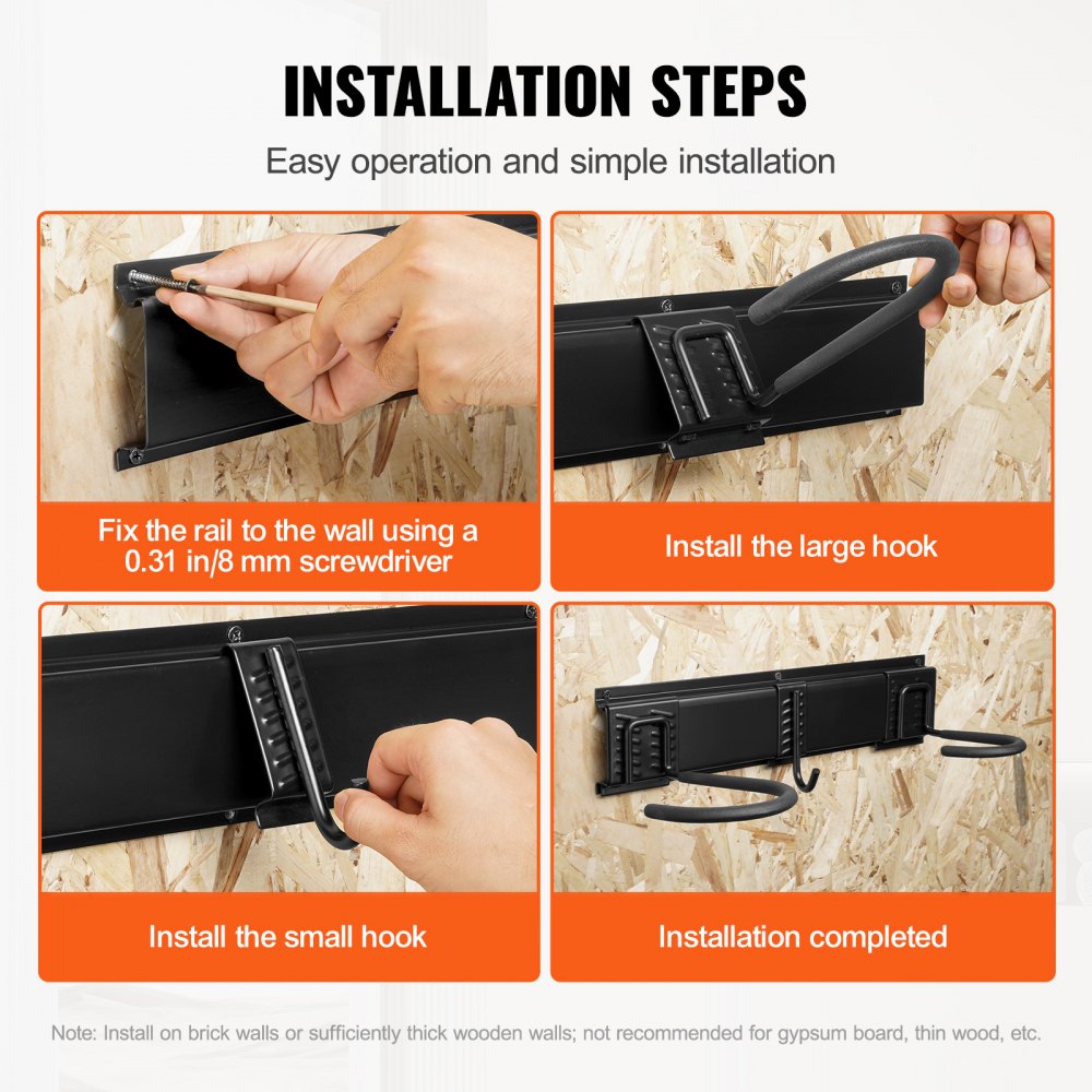 VEVOR Estante para almacenamiento de bicicletas, 6 portabicicletas y 3 ganchos para cascos, colgador de pared para almacenamiento de bicicletas, organizador para el hogar y el garaje, personalizable para varios tamaños de bicicletas, soporte ajustable, soporta hasta 300 libras, 51 pulgadas