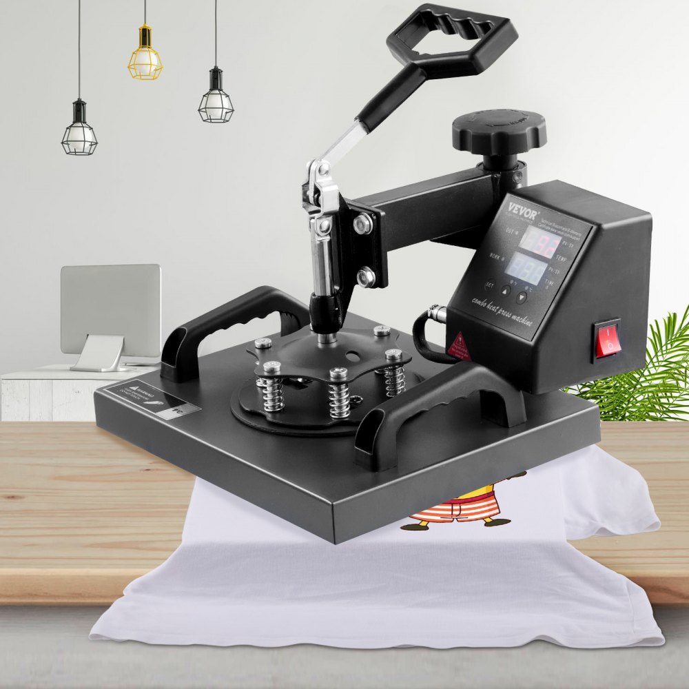 VEVOR Prensa de Calor 0- 482℉ 34,29-43,18cm Máquina de Prensado en Calor Aluminio, Hierro y Plástico Negro Máquina de Prensado en Caliente para Transferir Imagen en Camiseta, Sudaderas con Capucha