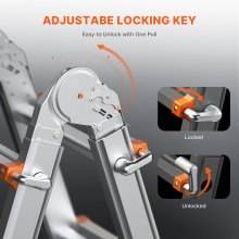 VEVOR Escalera Telescópica con Estructura en A Extensión de 467cm Carga 149,7kg