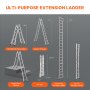 VEVOR Escalera Telescópica con Estructura en A Extensión de 623cm Carga 149,7kg