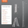 VEVOR telescopic ladder with A-frame, 6230 mm compact aluminum extension ladder, multi-purpose ladder, step ladder, leaning ladder, folding ladder for homework, stairs, indoor and outdoor roofs, 150 kg load capacity