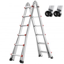 VEVOR Escalera Telescópica con Estructura en A Escalera Extensible 623 cm Escalera Plegable Portátil para RV, Tareas Escolares, Escalera de Techo para Interiores y Exteriores Carga de 149,7 kg