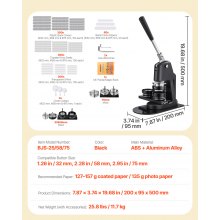 VEVOR Máquina para Hacer Insignias de 32/58/75 mm, Máquina para Fabricar Chapas 300 Juegos de Botones, Mango Ergonómico Reforzado, para Crear Insignias, Pines Personalizados, Llaveros, Chapas, Negro