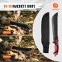VEVOR Juego de Hacha y Machete de Acero Inoxidable para Acampar con Funda, Cuchillo de Caza, Linterna, Cuerda de Paracaídas, Machete de 40,64 cm para Acampar, Supervivencia al Aire Libre, Caza