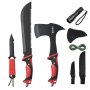 VEVOR Juego de Hacha y Machete de Acero Inoxidable para Acampar con Funda, Cuchillo de Caza, Linterna, Cuerda de Paracaídas, Machete de 40,64 cm para Acampar, Supervivencia al Aire Libre, Caza