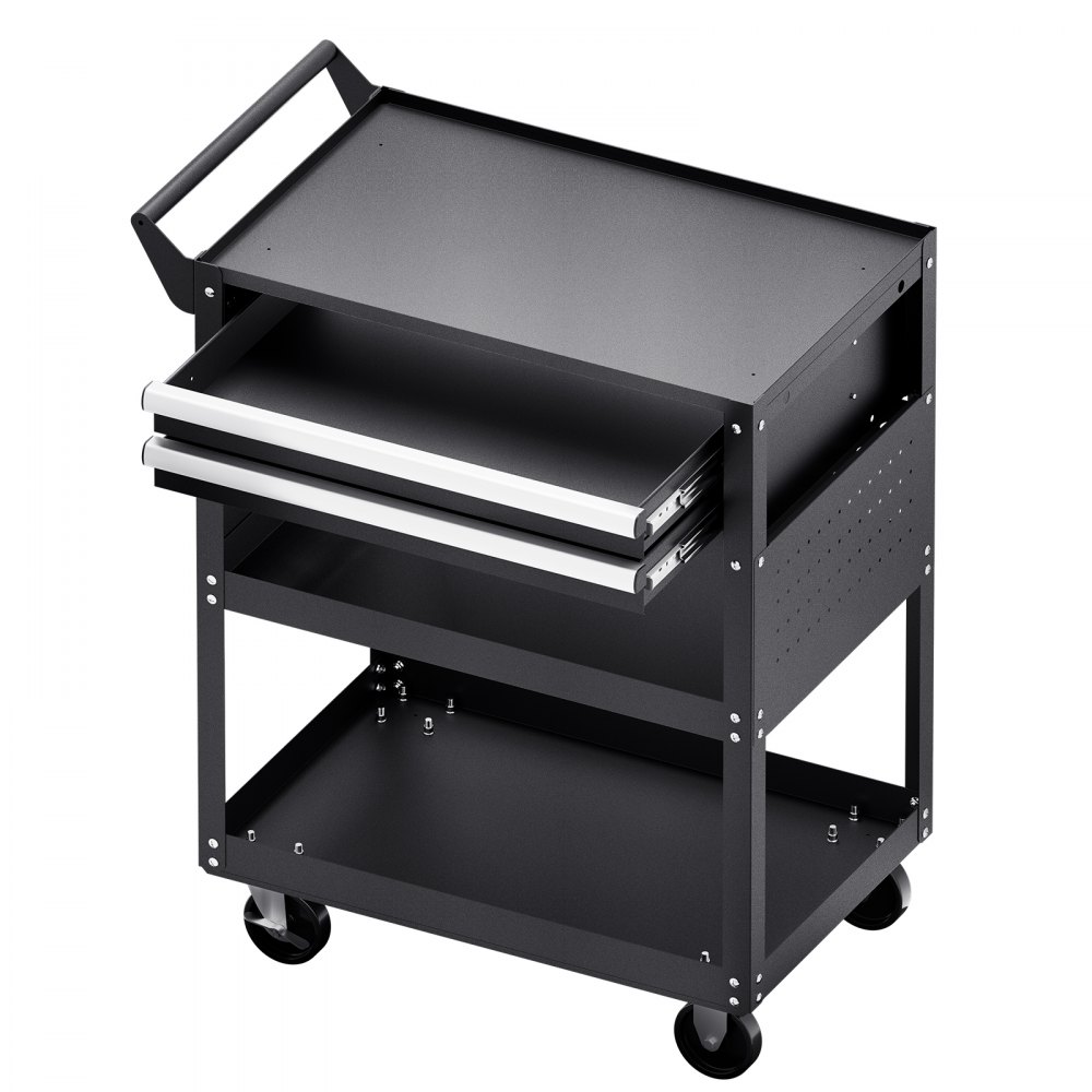 VEVOR Carro de Herramientas, Carrito de Trabajo de 5 Niveles con Ruedas, 2 Cajones y Tablero Perforado, Organizador de Herramientas para Mecánicos con Sistema de Bloqueo Carga de 181 kg, Negro