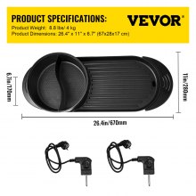 VEVOR Parrilla Eléctrica Portátil con Olla 2200 W 160℃ -220℃ Parrilla Eléctrica con Olla Caliente Multifuncional 2 en 1 Parrilla Eléctrica de Barbacoa sin Humo Temperatura Ajustable para 2-8 Personas