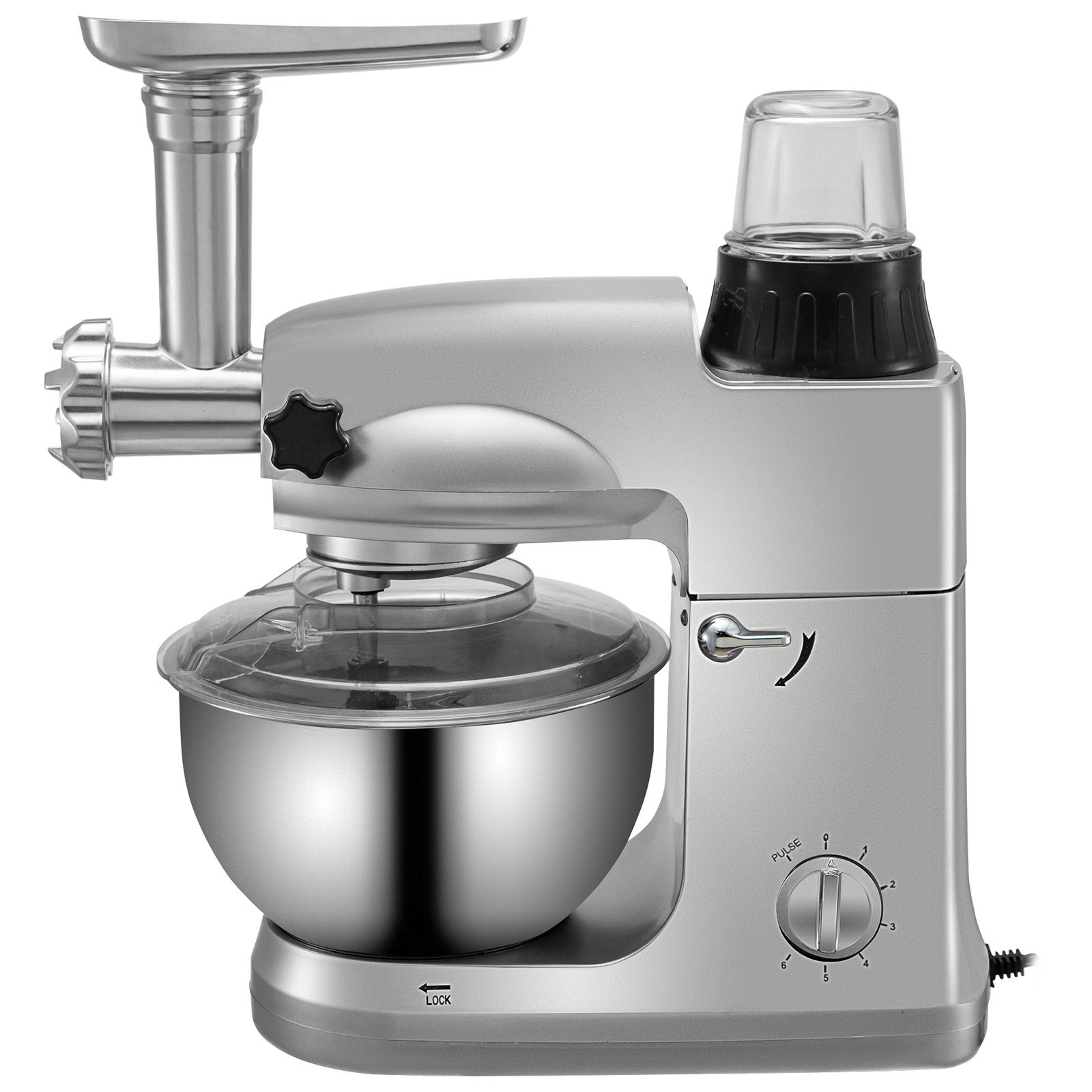 Vevor 4 En 1 Batidora Amasadora Robot De Cocina 5 L 1000 W 6 Velocidades Plata