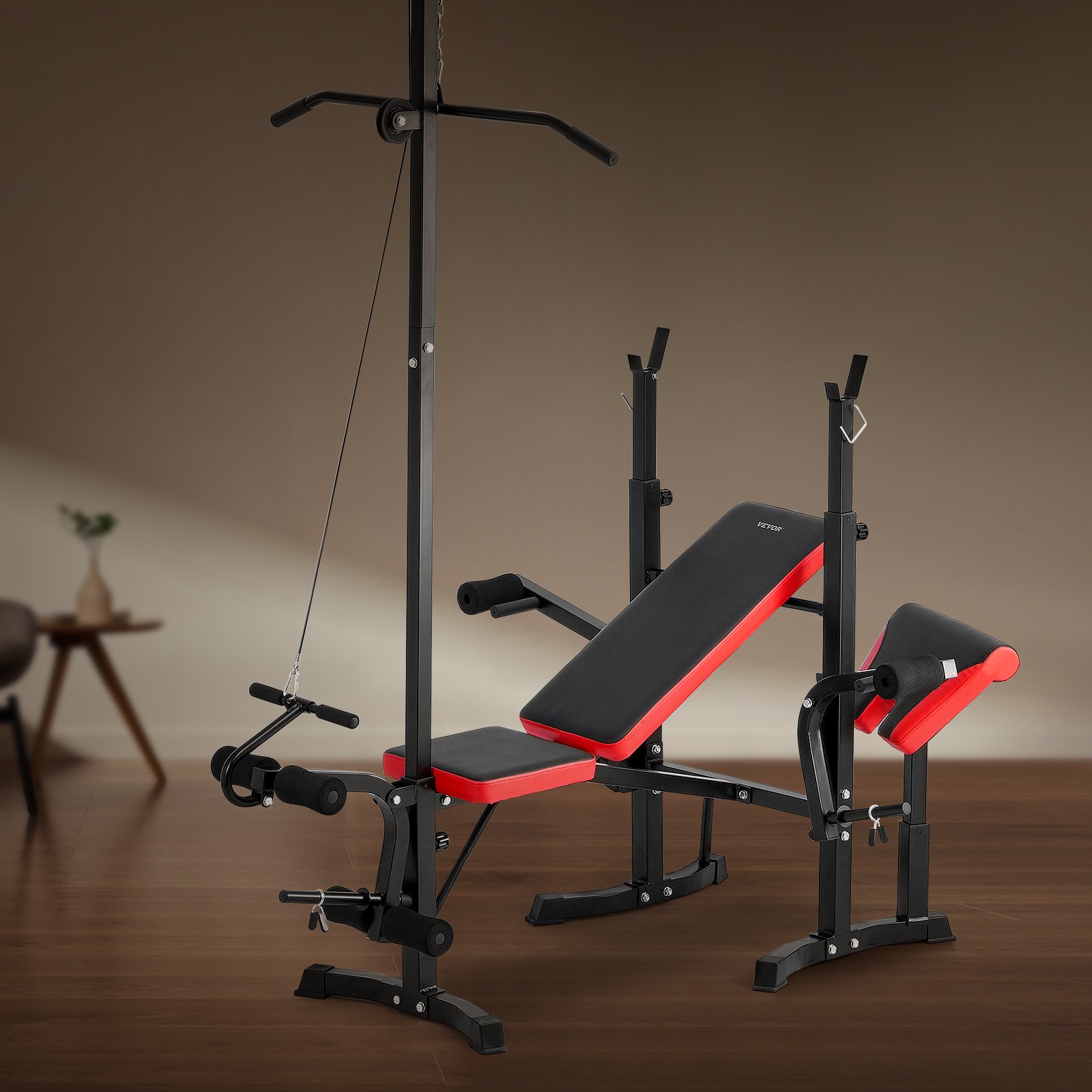 VEVOR Banco Ajustable Multifuncional, Banco de Ejercicios de 272 kg para Abdominales para Entrenamiento de Cuerpo Completo, para Entrenamiento de Fuerza en el Gimnasio en Casa, 1700 x 1340 x 2500 mm