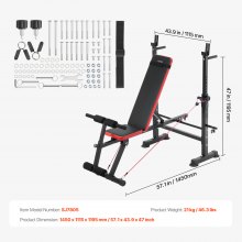 VEVOR Banco de Pesas Entrenamiento de Fuerza 1450 x 1115 x 1195 mm Carga 272 kg