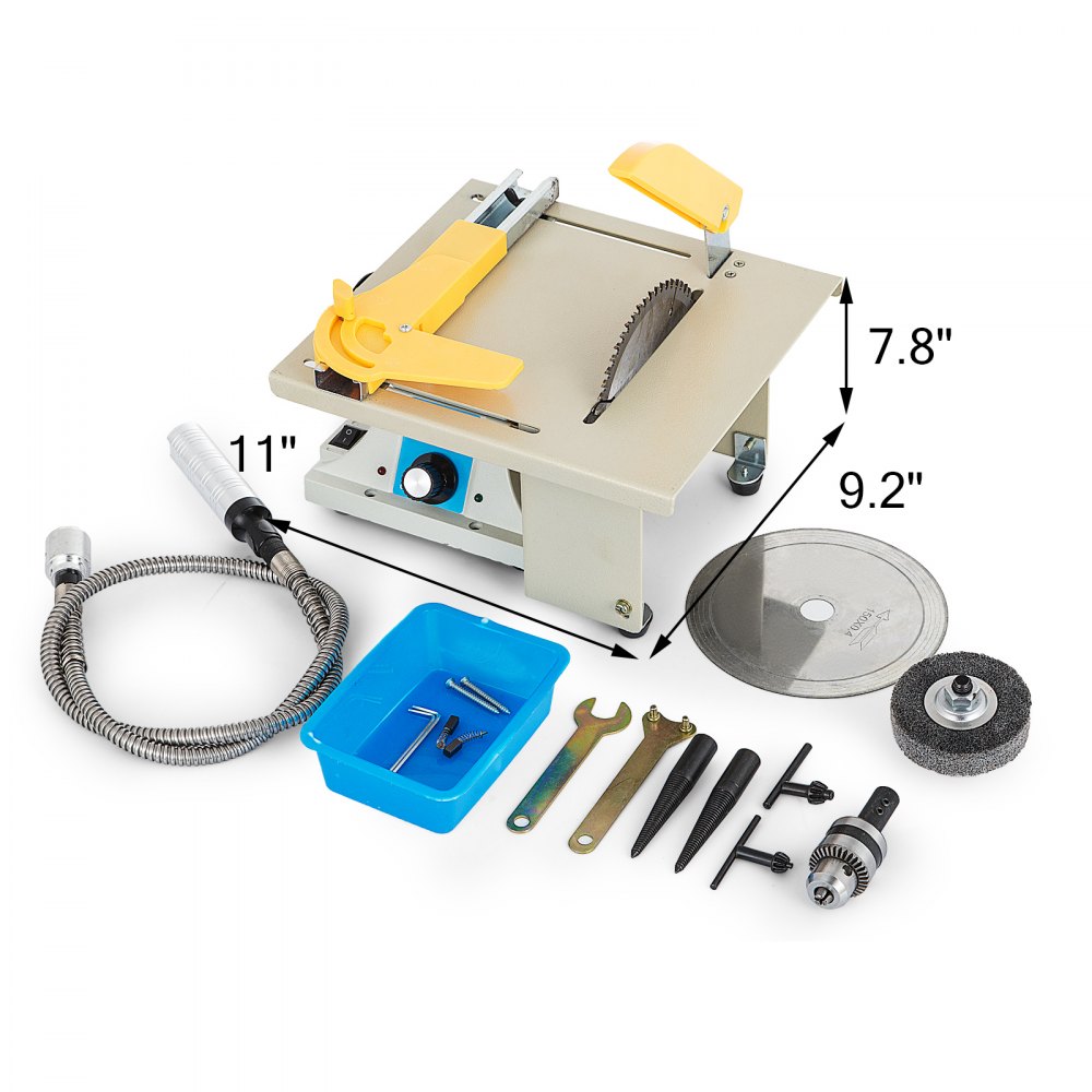 VEVOR Hoja de Sierra de Mesa de Precisión Bricolaje, Carpintería Corte Pulido Talla 220 V, Mesa de Banco Portátil 350 W, Máquina de Tallado de Pulido de Corte de Carpintería Velocidad 0-10,000 rpm