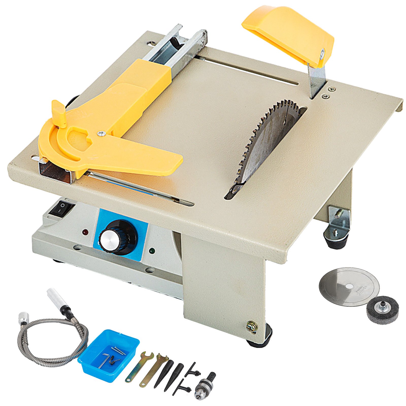 VEVOR Hoja de Sierra de Mesa de Precisión Bricolaje, Carpintería Corte Pulido Talla 220 V, Mesa de Banco Portátil 350 W, Máquina de Tallado de Pulido de Corte de Carpintería Velocidad 0-10,000 rpm