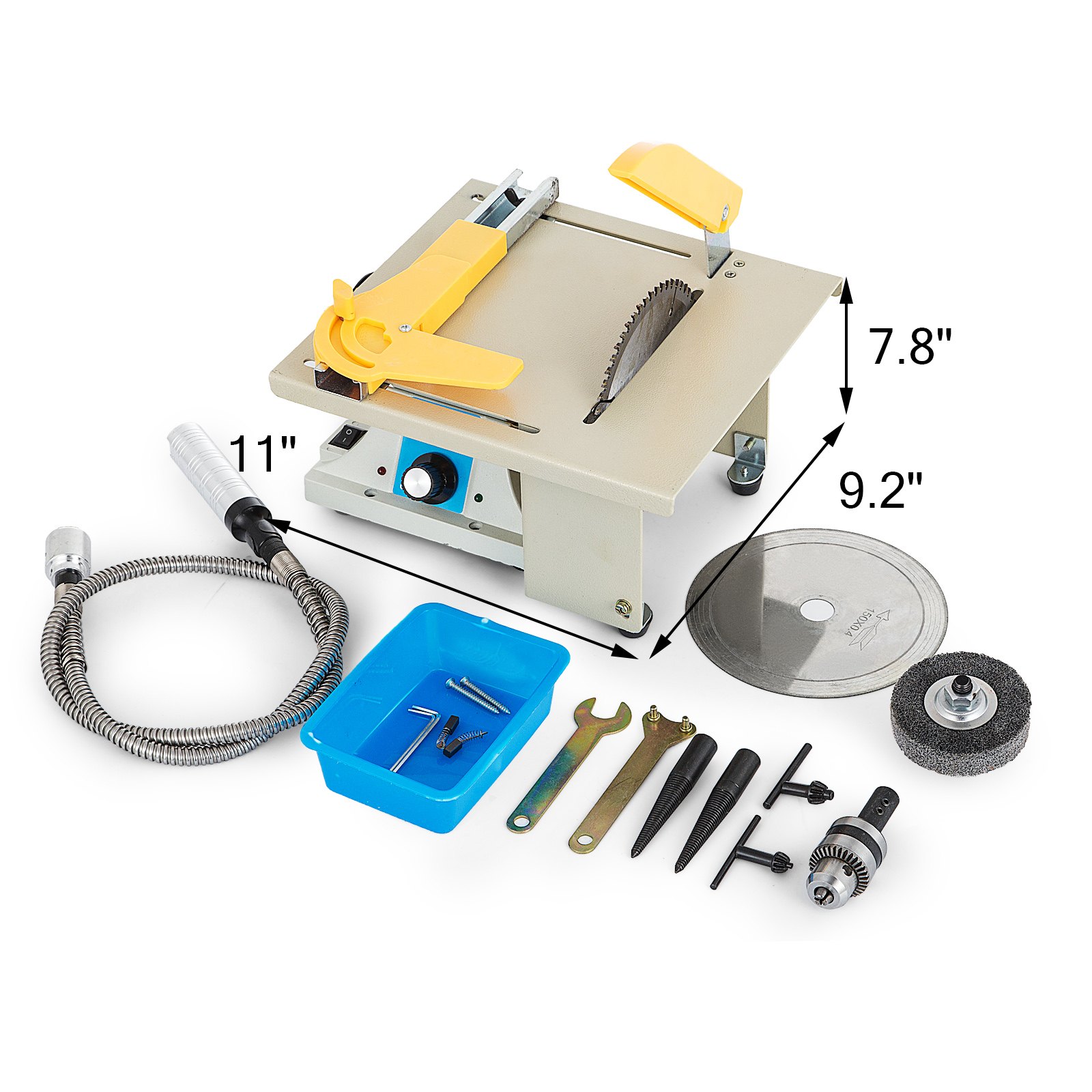 VEVOR Hoja de Sierra de Mesa de Precisión Bricolaje, Carpintería Corte Pulido Talla 220 V, Mesa de Banco Portátil 350 W, Máquina de Tallado de Pulido de Corte de Carpintería Velocidad 0-10,000 rpm