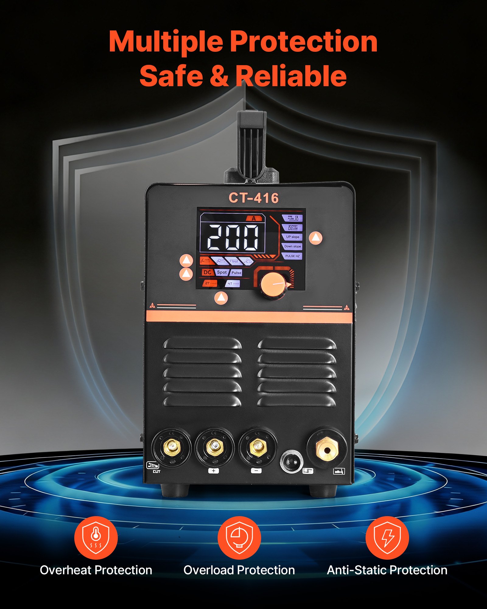 VEVOR Máquina de Soldar Combinada 3 en 1, Corte/TIG/MMA, Cortadora de Plasma de 50 A y Soldadora de Electrodo TIG de 200 A, Pantalla Digital LED con Función 2T/4T/PA/PT para Bricolaje y Talleres