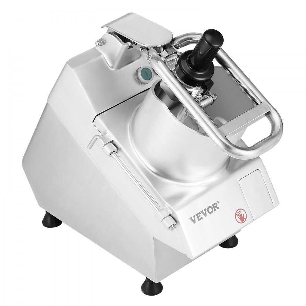 VEVOR Procesador de Alimentos y Picador de Verduras 2 Orificios de Alimentación de Acero Inoxidable Picadora con 6 Cuchillas Desmontables, Trituradora de 3 mm/5 mm/7 mm/10 mm, Cortadora de 2 mm/4 mm