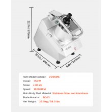 VEVOR Procesador de Alimentos y Picador de Verduras 6 Cuchillas 750 W 1600 RPM