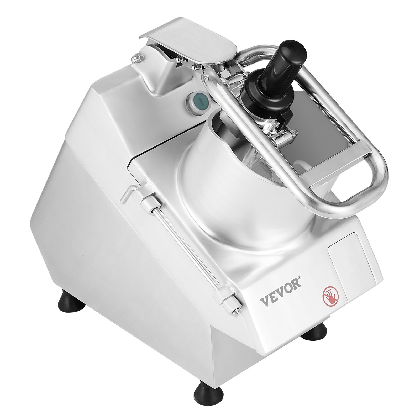 VEVOR Procesador de Alimentos y Picador de Verduras 2 Orificios de Alimentación de Acero Inoxidable Picadora con 6 Cuchillas Desmontables, Trituradora de 3 mm/5 mm/7 mm/10 mm, Cortadora de 2 mm/4 mm