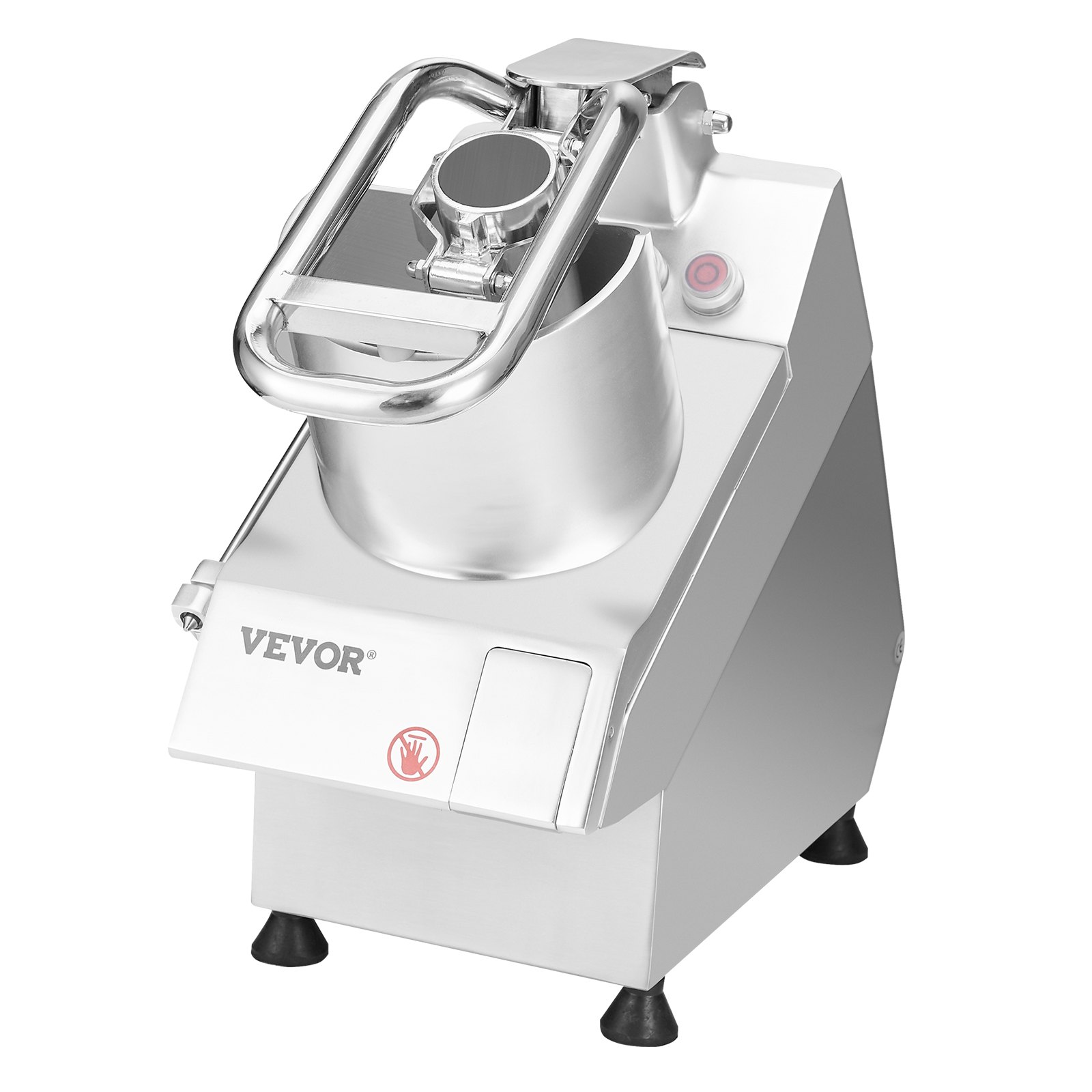 VEVOR Procesador de Alimentos y Picador de Verduras 2 Orificios de Alimentación de Acero Inoxidable Picadora con 6 Cuchillas Desmontables, Trituradora de 3 mm/5 mm/7 mm/10 mm, Cortadora de 2 mm/4 mm